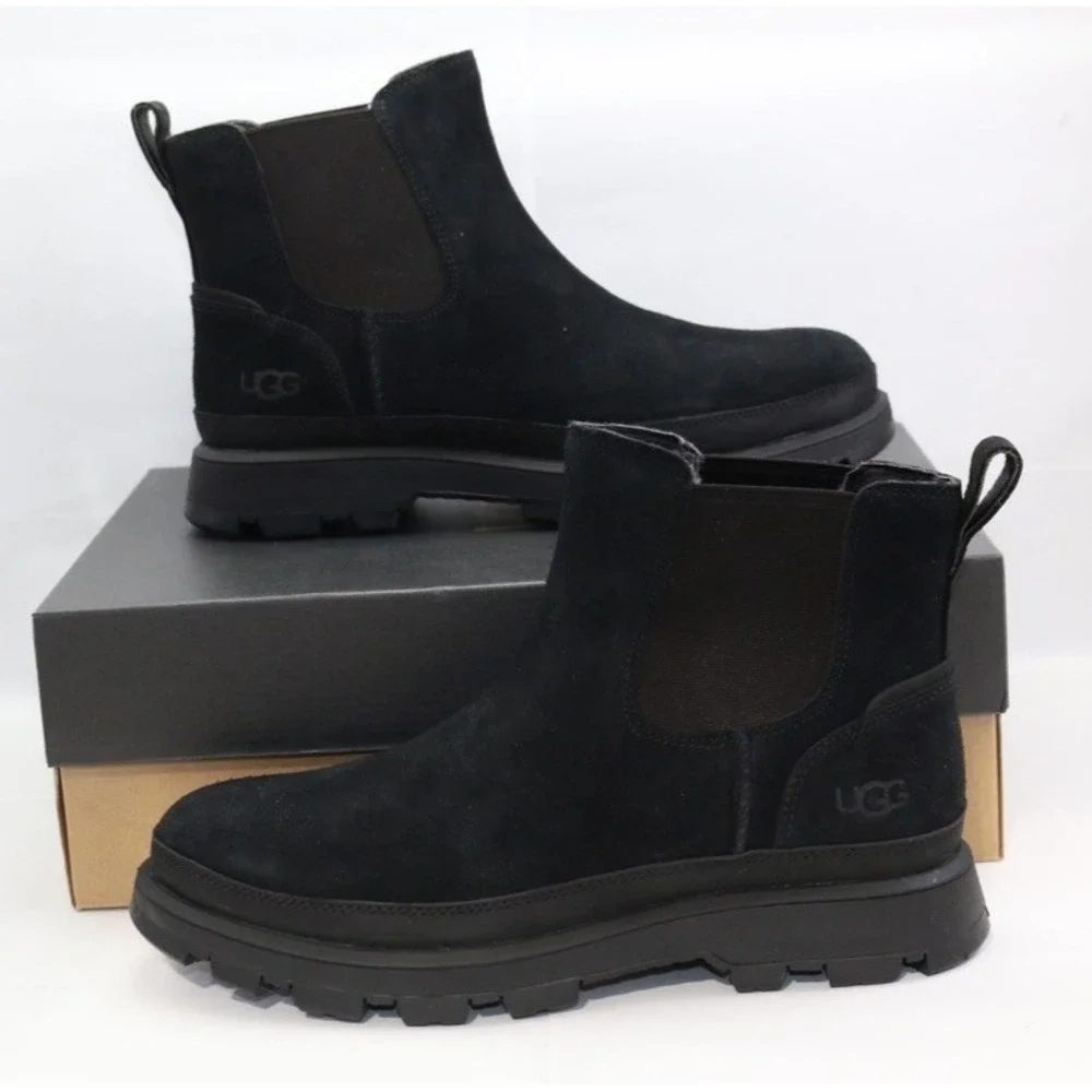 UGG CHELSEA MEN BOOTS LEATHER Black Size 7 / UK 6 / EU 40 / JP 25